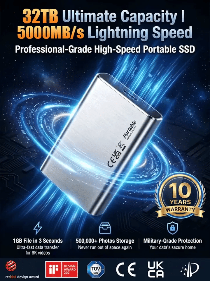 🏆Flash Sale⚡ 50K+ SOLD! Almost Gone-🔥32TB High-speed Portable SSD-Next-generation ultra-thin, high-capacity, high-speed solid-state drive